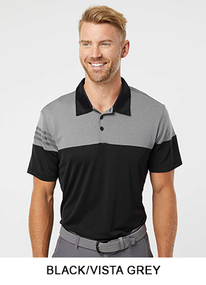 Adidas Heathered 3 Stripes Colorblocked Polo